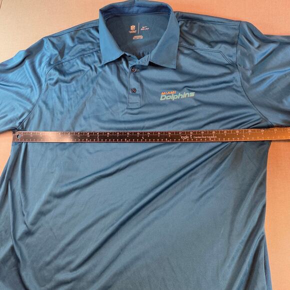 Nike Dri-Fit NFL On Field Miami Dolphins Polo Shirt XXL Aqua Blue - Picture 10 of 11
